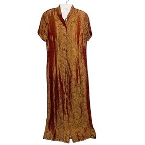 Vintage ISDA & Co Dress Womens Size 8 Floral Ethnic Silky Maxi 90s Boho Retro